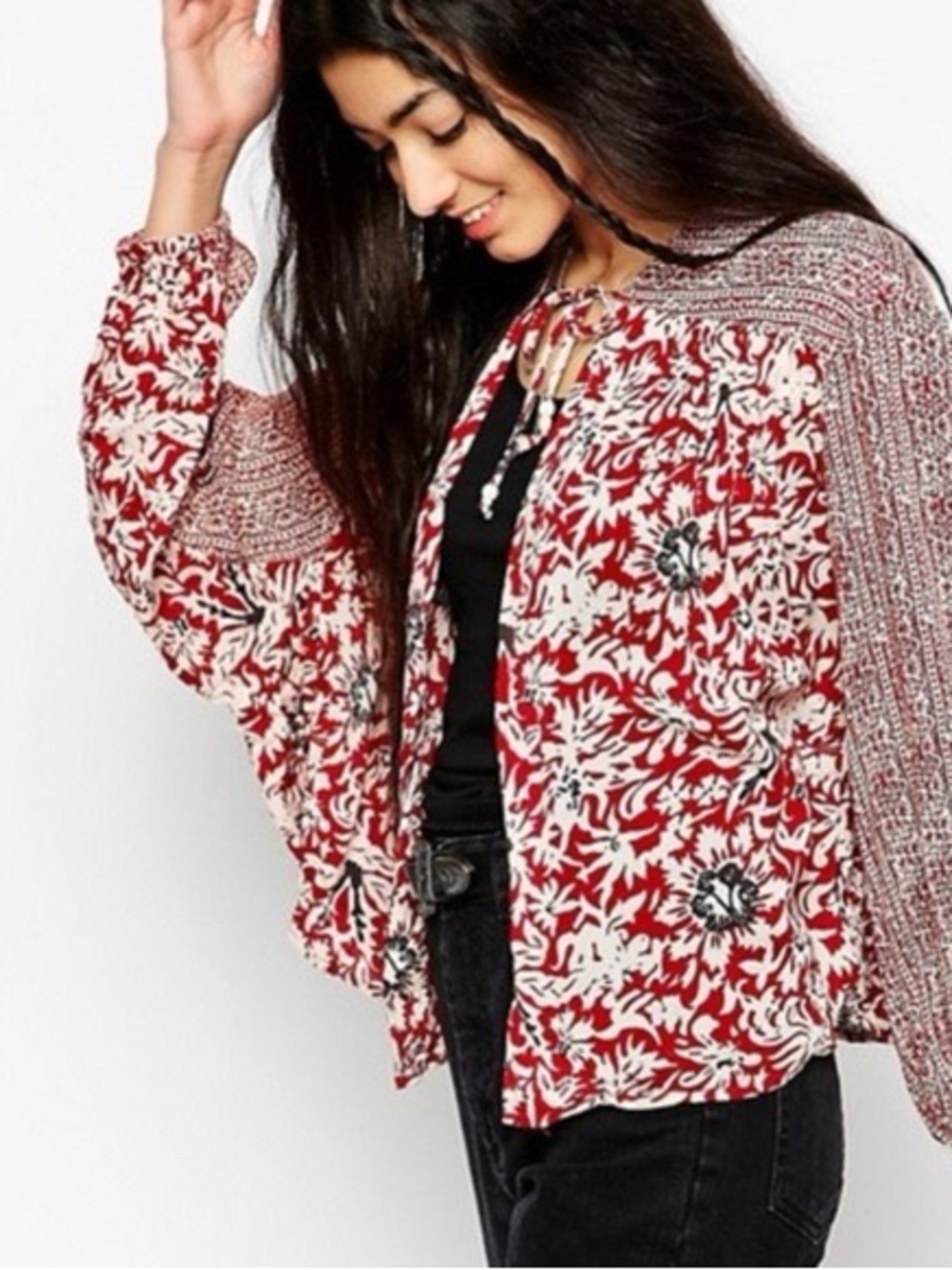 Free People Forget Me Not Mixed-Print Kimono Cardigan